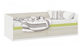 Кровать «Сканди» с 2 ящиками Дуб Гарден/Белый/Зеленый в Ачинске - achinsk.katalogmebeli.com | фото