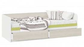 Кровать «Сканди» с 2 ящиками Дуб Гарден/Белый/Зеленый в Ачинске - achinsk.katalogmebeli.com | фото 2