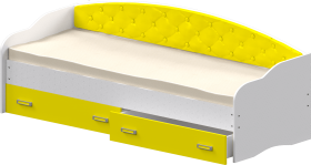 Кровать Софа-7 с мягкой спинкой (800х1900) Белый/Желтый в Ачинске - achinsk.katalogmebeli.com | фото
