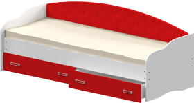 Кровать Софа-7 с мягкой спинкой (800х1900) Белый/Красный в Ачинске - achinsk.katalogmebeli.com | фото
