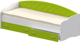 Кровать Софа-7 с мягкой спинкой (800х1900) Белый/Лайм в Ачинске - achinsk.katalogmebeli.com | фото