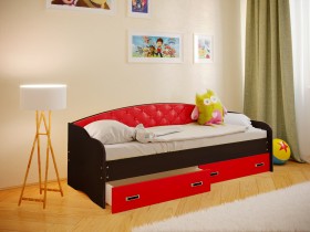 Кровать Софа-7 с мягкой спинкой (800х1900) Венге/Красный в Ачинске - achinsk.katalogmebeli.com | фото