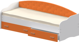 Кровать Софа-7 с мягкой спинкой (800х2000) Белый/Оранжевый в Ачинске - achinsk.katalogmebeli.com | фото 1