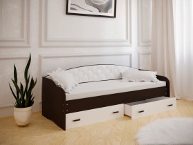 Кровать Софа-7 с мягкой спинкой (800х2000) Венге/ Белый в Ачинске - achinsk.katalogmebeli.com | фото