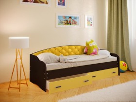 Кровать Софа-7 с мягкой спинкой (800х2000) Венге/Желтый в Ачинске - achinsk.katalogmebeli.com | фото