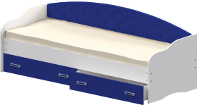 Кровать Софа-8 с мягкой спинкой (900х2000) Белый/Синий в Ачинске - achinsk.katalogmebeli.com | фото