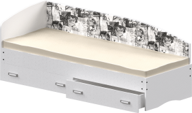 Кровать Софа-9 с мягкой спинкой с рисунком Милана (900х2000) Белый в Ачинске - achinsk.katalogmebeli.com | фото