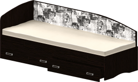Кровать Софа-9 с мягкой спинкой с рисунком Милана (900х2000) Венге в Ачинске - achinsk.katalogmebeli.com | фото