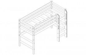 Кровать Соня вариант 5 полувысокая с прямой лестницей белый полупрозрачный в Ачинске - achinsk.katalogmebeli.com | фото 3
