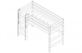 Кровать Соня вариант 5 полувысокая с прямой лестницей белый полупрозрачный в Ачинске - achinsk.katalogmebeli.com | фото 4