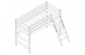 Кровать Соня вариант 6 полувысокая с наклонной лестницей Белый полупрозрачный в Ачинске - achinsk.katalogmebeli.com | фото 3