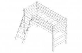 Кровать Соня вариант 6 полувысокая с наклонной лестницей Белый полупрозрачный в Ачинске - achinsk.katalogmebeli.com | фото 4