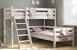 Кровать Соня вариант 8 угловая с наклонной лестницей Белый полупрозрачный в Ачинске - achinsk.katalogmebeli.com | фото