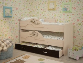 Кровать выкатная Радуга-Сафари детская 1600 Млечный дуб/Венге в Ачинске - achinsk.katalogmebeli.com | фото