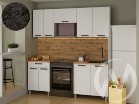 Кухня Кьяра 2.0м с окапом (корпус белый/карбон фарфор) 26мм кастилло темный в Ачинске - achinsk.katalogmebeli.com | фото