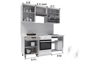 Кухня Салли 2.0 м с окапом (белый/сандал белый, серый/26 мм/дуб вотан) в Ачинске - achinsk.katalogmebeli.com | фото 3