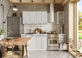 Кухонный гарнитур Нувель 1800мм белый/бетон белый в Ачинске - achinsk.katalogmebeli.com | фото