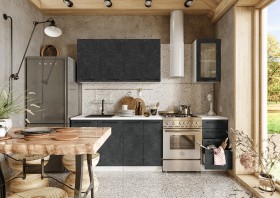 Кухонный гарнитур Нувель 1800мм белый/бетон черный в Ачинске - achinsk.katalogmebeli.com | фото