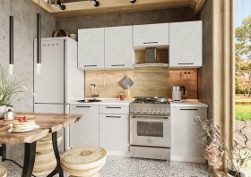 Кухонный гарнитур Нувель 2100мм белый/бетон белый в Ачинске - achinsk.katalogmebeli.com | фото
