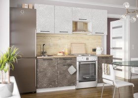 Кухонный гарнитур Нувель 2100мм белый/бетон коричневый в Ачинске - achinsk.katalogmebeli.com | фото