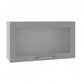 Квадро ВПГС 800 шкаф верхний горизонтальный со стеклом высокий (Ваниль кожа/корпус Серый) в Ачинске - achinsk.katalogmebeli.com | фото