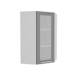Квадро ВПУС 550 шкаф верхний угловой со стеклом высокий (Железо/корпус Серый) в Ачинске - achinsk.katalogmebeli.com | фото
