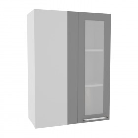 Квадро ВПУС 650 шкаф верхний угловой со стеклом высокий (Железо/корпус Серый) в Ачинске - achinsk.katalogmebeli.com | фото