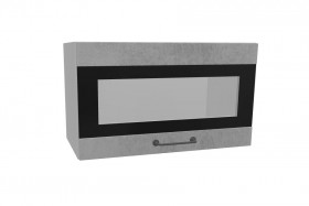 Лофт ПГСФ 600 шкаф верхний горизонтальный со стеклом и фотопечатью (Бетон светлый/корпус Серый) в Ачинске - achinsk.katalogmebeli.com | фото
