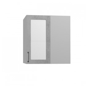 Лофт ПУС 650 шкаф верхний угловой со стеклом (Бетон светлый/корпус Серый) в Ачинске - achinsk.katalogmebeli.com | фото