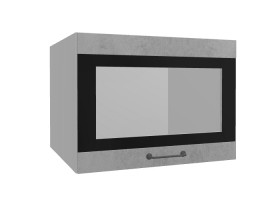 Лофт ВПГСФ 600 шкаф верхний горизонтальный со стеклом высокий с фотопечатью (Бетон светлый/корпус Серый) в Ачинске - achinsk.katalogmebeli.com | фото