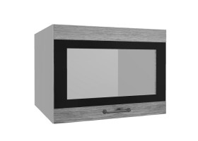Лофт ВПГСФ 600 шкаф верхний горизонтальный со стеклом высокий с фотопечатью (Дуб майский/корпус Серый) в Ачинске - achinsk.katalogmebeli.com | фото
