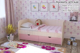 Мальвина Кровать детская 2 ящика 1.6 Розовыйй глянец в Ачинске - achinsk.katalogmebeli.com | фото