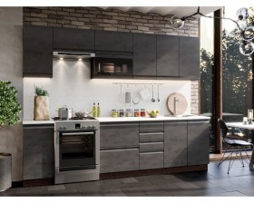 Модульная кухня Бруклин 2,8 м (Бетон черный/Венге) в Ачинске - achinsk.katalogmebeli.com | фото