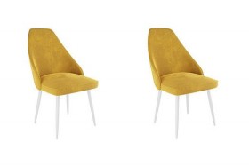 Набор стульев Милан 2 шт (желтый велюр/белый) в Ачинске - achinsk.katalogmebeli.com | фото