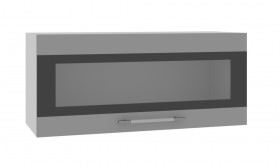 Норд ШВГС 800 Шкаф верхний горизонтальный со стеклом (Софт черный/корпус Венге) в Ачинске - achinsk.katalogmebeli.com | фото