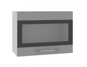 Ройс ВПГСФ 600 Шкаф верхний горизонтальный со стеклом с фотопечатью высокий (Белый софт/корпус Серый) в Ачинске - achinsk.katalogmebeli.com | фото