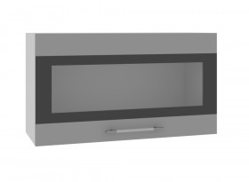 Ройс ВПГСФ 800 Шкаф верхний горизонтальный со стеклом с фотопечатью высокий (Белый софт/корпус Серый) в Ачинске - achinsk.katalogmebeli.com | фото