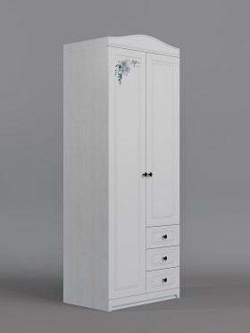 Шкаф 2-х створчатый с ящиками Бэлла (Выбеленное дерево/Белый) в Ачинске - achinsk.katalogmebeli.com | фото