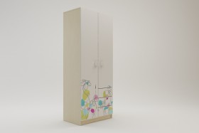 Шкаф 2-х створчатый с ящиками Флёр (Белый/корпус Клен) в Ачинске - achinsk.katalogmebeli.com | фото