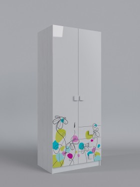 Шкаф 2-х створчатый с ящиками Флёр (Белый/корпус Выбеленное дерево) в Ачинске - achinsk.katalogmebeli.com | фото