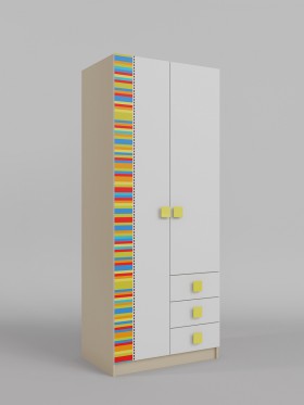 Шкаф 2-х створчатый с ящиками Клаксон без машинок (Белый/корпус Клен) в Ачинске - achinsk.katalogmebeli.com | фото