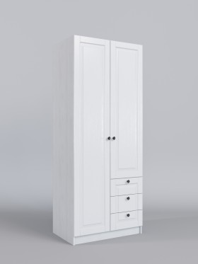 Шкаф 2-х створчатый с ящиками Классика (Белый/корпус Выбеленное дерево) в Ачинске - achinsk.katalogmebeli.com | фото
