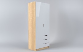Шкаф 2-х створчатый с ящиками Лофт (Белый/корпус Дуб Сонома) в Ачинске - achinsk.katalogmebeli.com | фото
