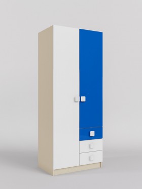 Шкаф 2-х створчатый с ящиками Скай люкс (Синий/Белый/корпус Клен) в Ачинске - achinsk.katalogmebeli.com | фото