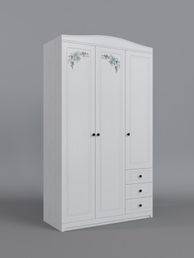 Шкаф 3-х створчатый с ящиками Бэлла (Выбеленное дерево/Белый) в Ачинске - achinsk.katalogmebeli.com | фото