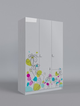Шкаф 3-х створчатый с ящиками Флёр (Белый/корпус Выбеленное дерево) в Ачинске - achinsk.katalogmebeli.com | фото