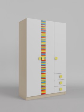 Шкаф 3-х створчатый с ящиками Клаксон без машинок (Белый/корпус Клен) в Ачинске - achinsk.katalogmebeli.com | фото