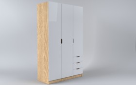 Шкаф 3-х створчатый с ящиками Лофт (Белый/корпус Дуб Сонома) в Ачинске - achinsk.katalogmebeli.com | фото