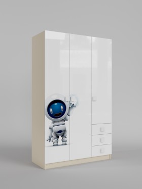 Шкаф 3-х створчатый с ящиками Санни (Белый/корпус Клен) в Ачинске - achinsk.katalogmebeli.com | фото