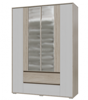 Шкаф 4-х дверный с ящиками Мальта 1600 Дуб сонома/Рамух белый в Ачинске - achinsk.katalogmebeli.com | фото